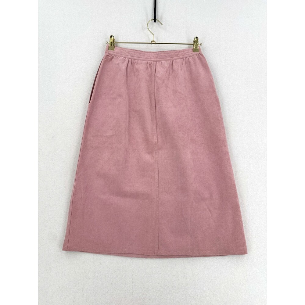 Vintage Blassport Bill Blass Ultrasuede Skirt 10 Pink A Line Midi 70s 80s Retro